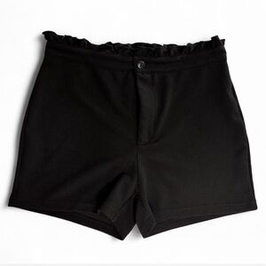 Black Ruffle Waist Shorts